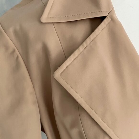 I.N.C INTERNATIONAL CONCEPTS trenchcoat tan, pockets women's size LG knee length - Picture 4 of 5